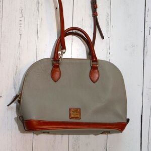 Dooney and Bourke Domed Pebble Grain Zip Italian Leather Satchel